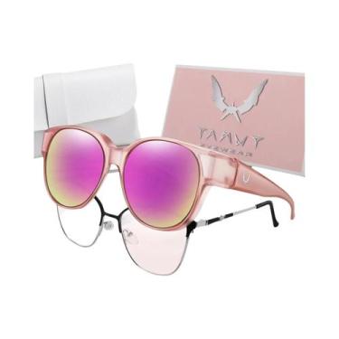 Imagem de Óculos De Sol Redondos Unissex Para Usar Sobre Óculos, Proteção UV Par