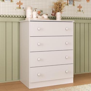 Imagem de Cômoda Infantil 65cm Com 4 Gavetas Encanto Multimóveis Mp4427 Branco Branco