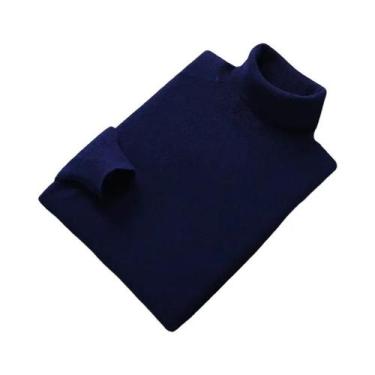 Imagem de Suéter Masculino De Gola Alta Em Mistura De Cashmere E Algodão, Tricot