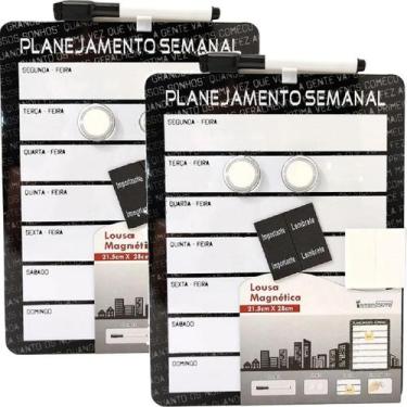 Imagem de 2 Quadro Magnético Planner Lousa Recados Planejamento Semanal - Inter