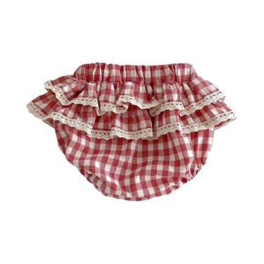 Imagem de Saia Curta Xadrez Com Babados E Renda Para Bebês Meninas, Tutu Infanti