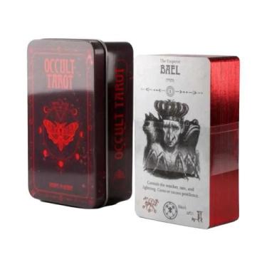 Imagem de Baralho De Tarot Manara Com Borda Dourada 78 Cartas Em Caixa De Lata J