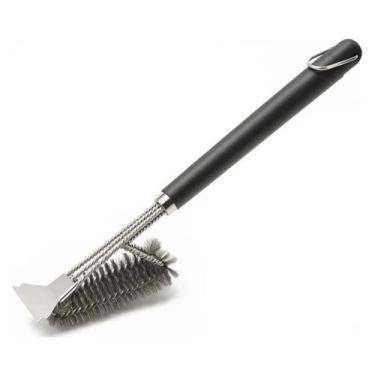 Imagem de Escova Limpa Grelha Churrasqueira com Espátula e Cerdas de Aço Inox De