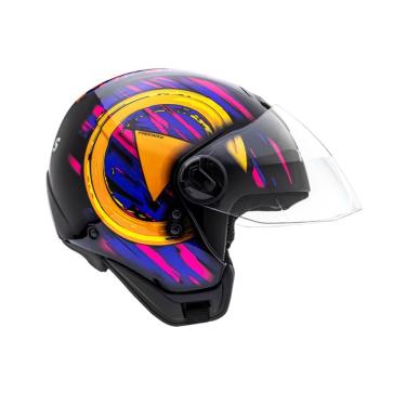 Imagem de Capacete Aberto Freeway M Play Preto Roxo Brilhante ~ Peels