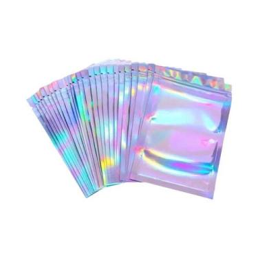 Imagem de Sacos Plásticos Holográficos Iridescentes Com Fecho Autoadesivo 10 Peç