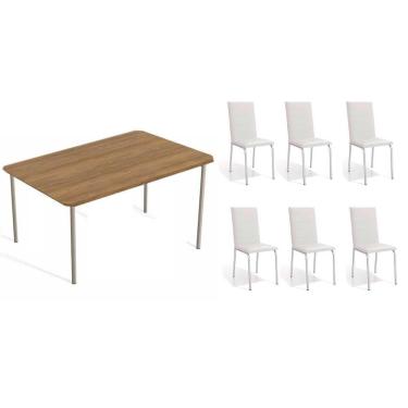 Imagem de Conjunto de Jantar Sala Completa Sena 6 Lugares Tampo em MDP com Cadeiras Amsterdã Niqu...