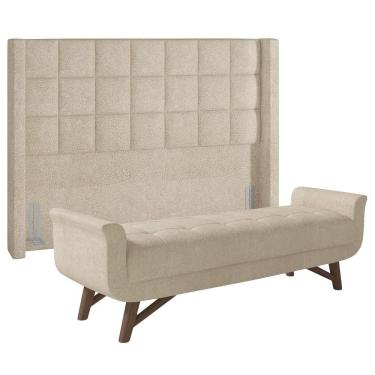 Imagem de Cabeceira Cama Box Queen 160cm Pisa E Recamier Neville Z37 Boucle Bege - Mpozenato