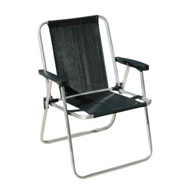 Imagem de Cadeira de Praia Alta em Alumínio Preta 110kg Mor
