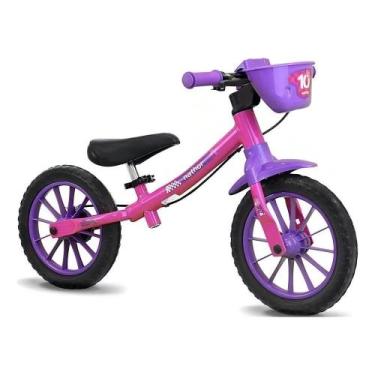 Imagem de Bicicleta Equilíbrio Infantil Nathor Aro 12 Rosa Com Cestinh