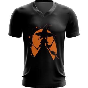 Imagem de Camiseta Gola V Bruxa Halloween Laranja Festa 6 - Kasubeck Store®, INF