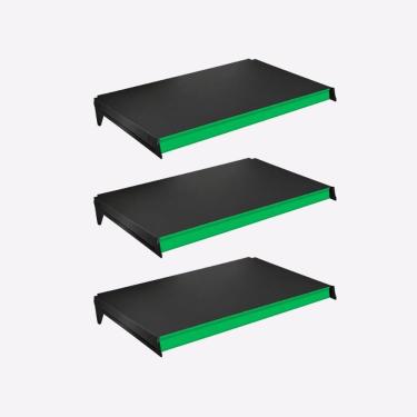 Imagem de Kit 3 Bandejas Prateleiras 40x91 P/gôndola New Plus Preta Porta Etiquetas Verde Escuro...