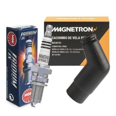 Imagem de Kit Vela Iridium E Cachimbo Nxr 125 Bros - NGK / MAGNETRON