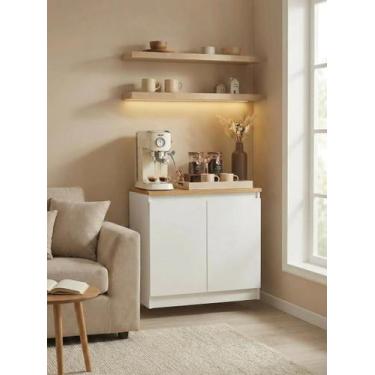 Imagem de Buffet suspenso para sala 2 portas 3 prateleiras Amadeirado - MADERES