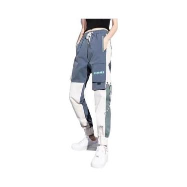 Imagem de Calças Jogger Cargo Femininas Pretas Casuais Estilo Hip-hop Streetwear