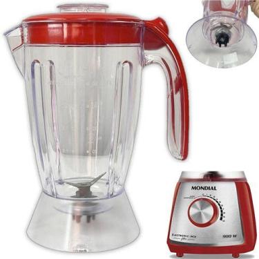 Imagem de Copo de Liquidificador Compatível Mondial Eletronic Inox Vermelho L74 