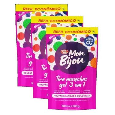 Imagem de kit 3 Mon Bijou Em Gel Sem Cloro Tira Manchas 3 em 1 500ml