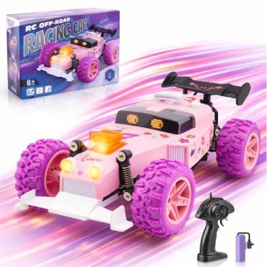 Imagem de Carrinho Controle Remoto Rosa Alta Velocidade Buggy Luzes Led Colorido