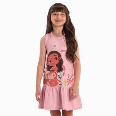Imagem de Vestido Infantil Menina Moana Saia Rodada em Cotton - DISNEY, Rosa, 04