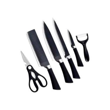 Imagem de Conjunto de Facas Inox 6 Peças Chef Cozinha Profissional, Preto