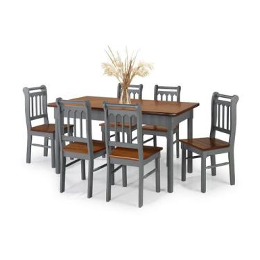 Imagem de Conjunto Sala de Jantar e Cozinha Com 6 Cadeiras Madeira Maciça - Apai
