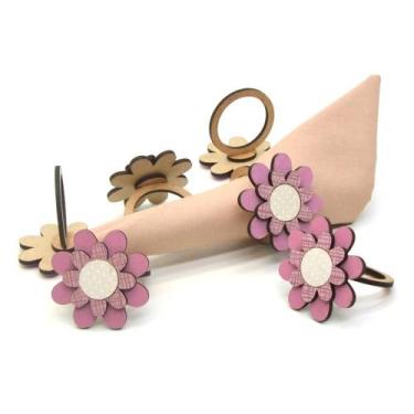 Imagem de Porta Guardanapo Mesa Flor Rosa Antigo - 6 Unidades - Cantinho da Arte