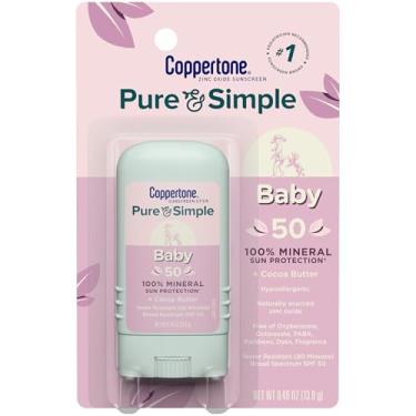 Imagem de Coppertone Protetor Solar Em Bastão Pure And Simple Baby Fps 50, Protetor Solar Mineral de Óxido de Zinco, Protetor Solar Em Bastão para Bebês, Protetor Solar Facial, 0,49 Oz