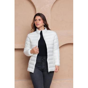 Imagem de Jaqueta Puffer com Zíper e Bolsos Frontal Bobojaco Feminino COR:BRANCO