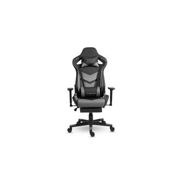 Imagem de Cadeira Gamer XT Racer Taycan, Até 130Kg, Apoio de Pés, Retrátil, Braço 3D, Cilindro de Gás Classe 4, Couro PU, Preta e Cinza - XTR-048