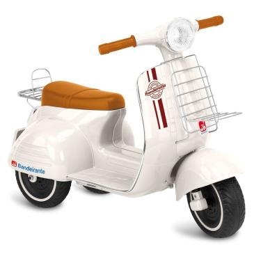 Imagem de Scooter Elétrica Infantil Banderetta 6V Estilo Retrô com Iluminação Real Off White Brinquedos Bandeirante