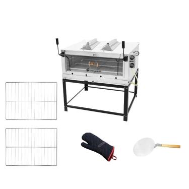 Imagem de Forno Gás Industrial Venâncio Infra Roma Firiv110 Aço Inox 2,65L com 2 Grades Luva Térmica e Pá para Pizza Inox
