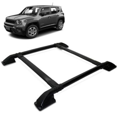 Imagem de Rack De Teto Bagageiro Jeep Renegade 2016 a 2019 Colado Tubolar Preto 