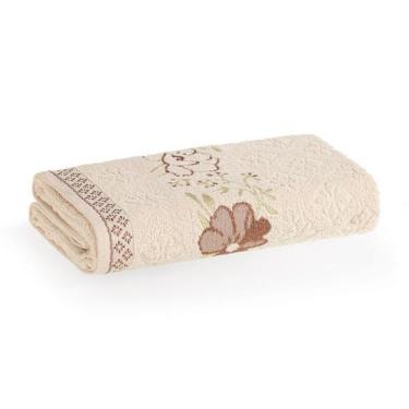 Imagem de Toalha de Rosto Karsten Yuna Fio Cardado Felpuda Estampa Floral, Grão 