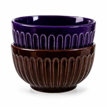 Imagem de Tigela Raiada Marrom Roxo Cerâmica 500ml Popular - Porcelanas São Fran