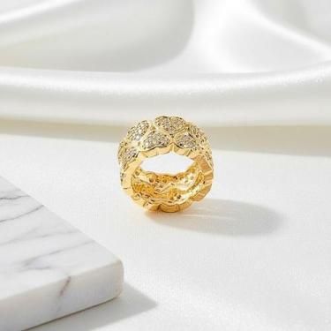 Imagem de Anel corações com zircônias banhado - ALBAA JOIAS, Dourado, Cristal, 2