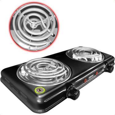 Imagem de Fogareiro Elétrico Portátil 2 Bocas 2000W 220V Fogão Cook Top Camping 
