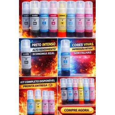 Imagem de Kit com 6 Refil de Tinta T574 L8050 L8050 L18050 Preto, Cyan, Magenta,
