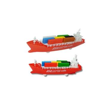 Imagem de Brinquedo Navio Barco Grande Cargueiro A Fricção Container - DDG Toys