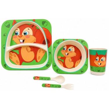 Imagem de Kit Refeição Infantil 5 Pçs Bambu N214677-4 Esquilo 2 Quanhe
