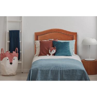 Imagem de Cabeceira Solteiro Curva 90x60cm Veludo Terracota - Tachas Fumê