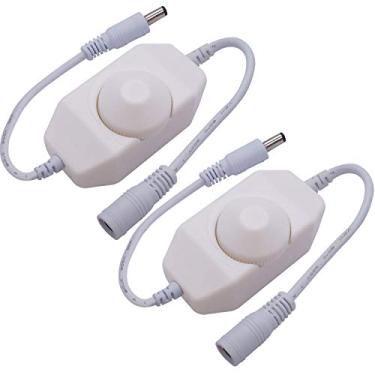Imagem de weideer 2pcs DC12V-24V LED Strip Lights Dimmer Switch 6A PWM Rotary Dimmer Controller Inline Dimmer Switch para LED Strip Lights LED Corda Light 3528 5050 5630 Preto K-018-W Branco