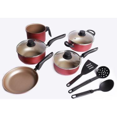 Imagem de Jogo De Panelas 08 Peças Cereja Antiaderente Remaza