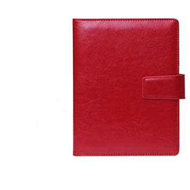 Imagem de Registro de reunião de negócios folha solta escritório espiral caderno fichário de encadernação design de fivela PU linha engrossado bloco de notas organizador a5 b5, a5 vermelho, 1 peça