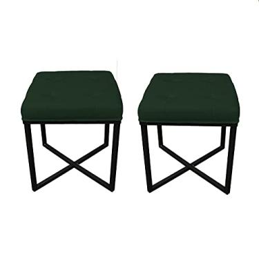 Imagem de 2 Puff Decorativo Londres Base Preto Assento - Folk Móveis