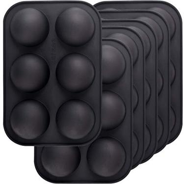 Imagem de Newk Molde de silicone semiresférico de 6 furos, 6 pacotes de 6 cavidades meia esfera para fazer bomba de chocolate, bolo, geleia, pudim, mousse cúpula – Preto