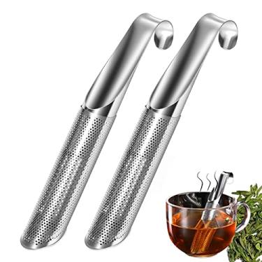 Imagem de ACEBON Coadores de chá para chá solto, 2 peças de infusor de chá de aço inoxidável, infusor de chá de folhas soltas, filtro de chá de cabo longo para preparar chá fino e solto, especiarias e temperos