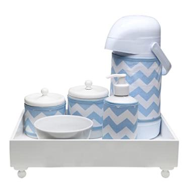 Imagem de Potinho de Mel Kit Higiene Candy Com Nome Chevron Azul