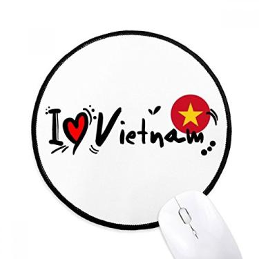 Imagem de DIYthinker I Love Vietnam Word Flag Love Heart Illustration Mouse Pad Desktop Office Round Mat para Computador