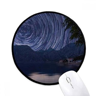 Imagem de DIYthinker Tapete de mouse com estrelas de ano leve céu noturno escuro desktop escritório tapete redondo para computador
