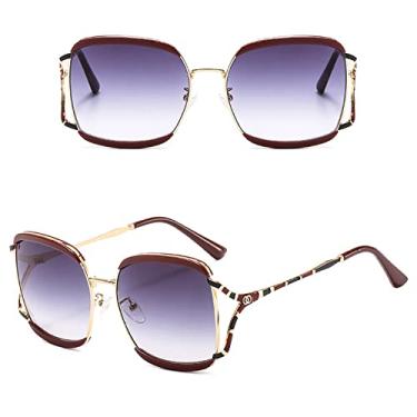 Imagem de Óculos de sol femininos retro templos quadrados em forma de y designer elegante óculos de sol superdimensionados femininos óculos de gradiente grande, c2 vermelho cinza, uv400