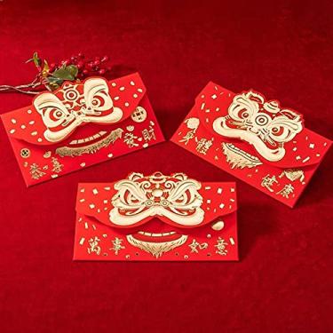 Imagem de 3Pcs Envelope Vermelho Leão Colorido Criativo Envelope Vermelho Leão Tridimensional Casamento Pacote Vermelho O Ano Novo Festival da Primavera Envelope Vermelho Envelope Vermelho Criativo Infantil (Estilo 3)